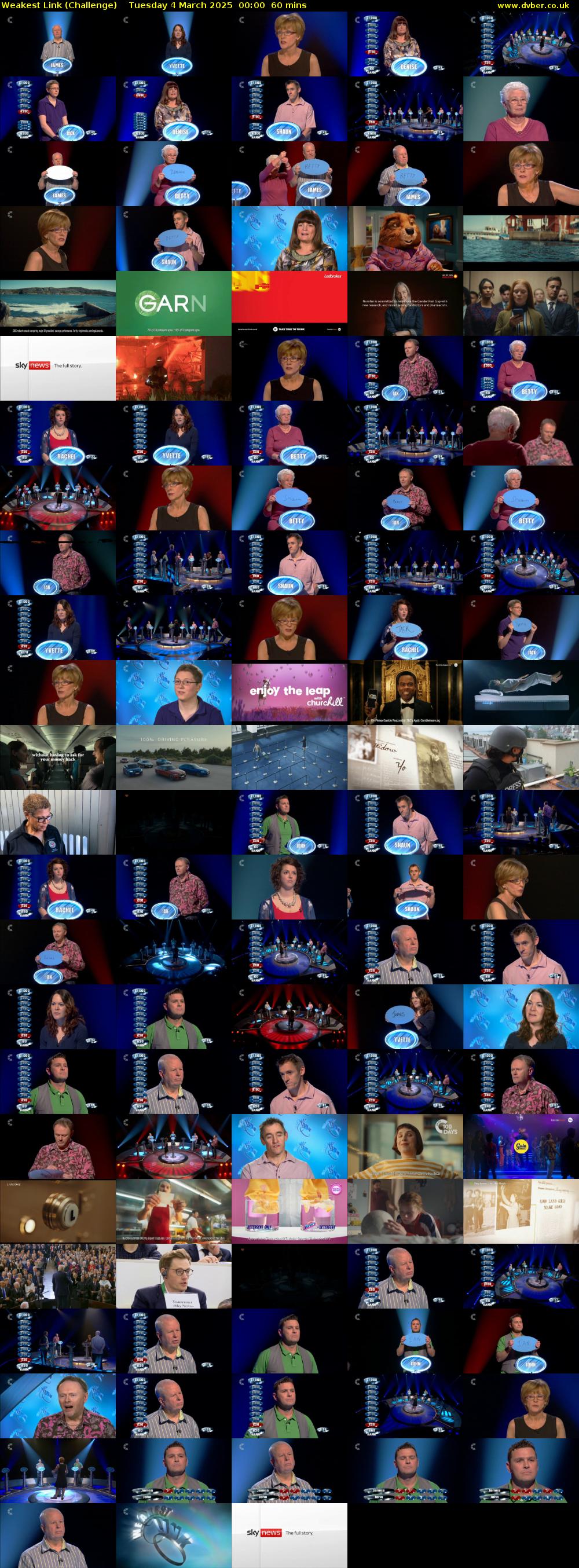Weakest Link (Challenge) Tuesday 4 March 2025 00:00 - 01:00