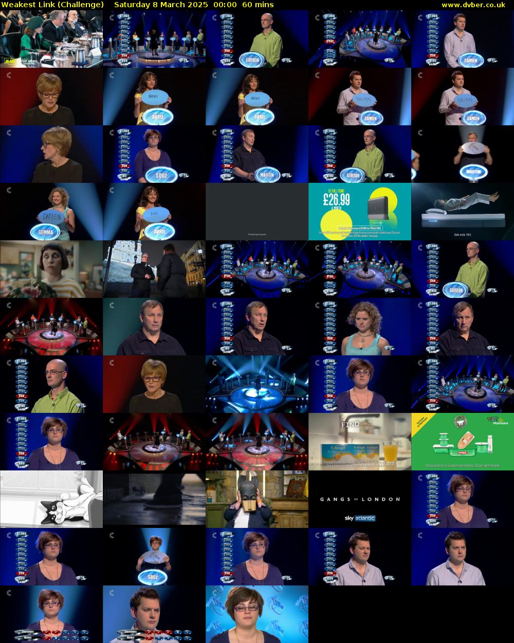 Weakest Link (Challenge) Saturday 8 March 2025 00:00 - 01:00