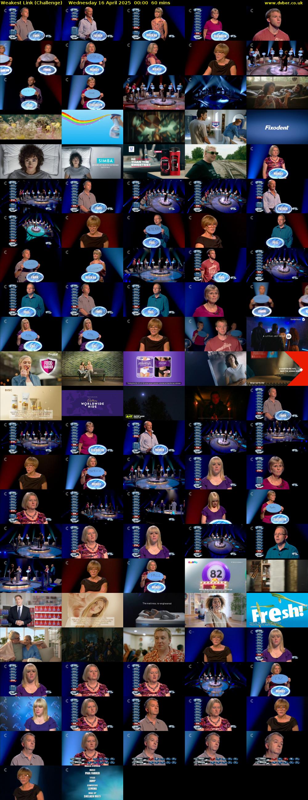 Weakest Link (Challenge) Wednesday 16 April 2025 00:00 - 01:00