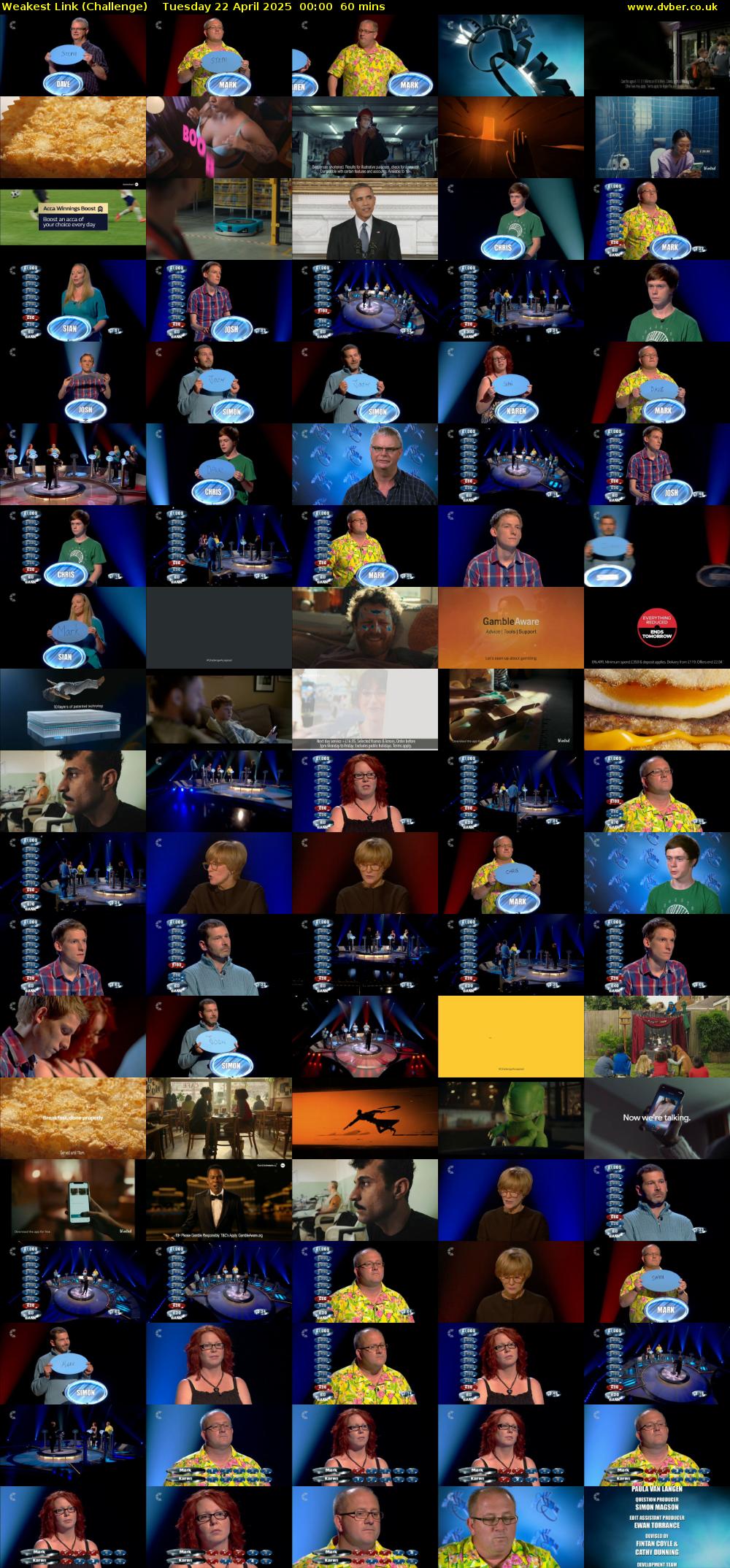 Weakest Link (Challenge) Tuesday 22 April 2025 00:00 - 01:00