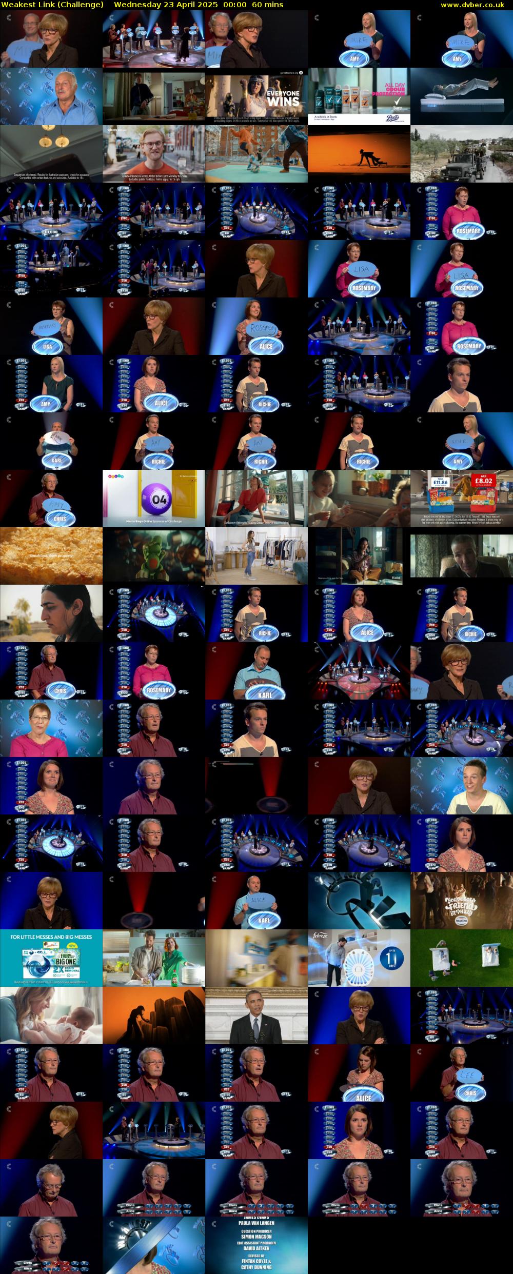 Weakest Link (Challenge) Wednesday 23 April 2025 00:00 - 01:00