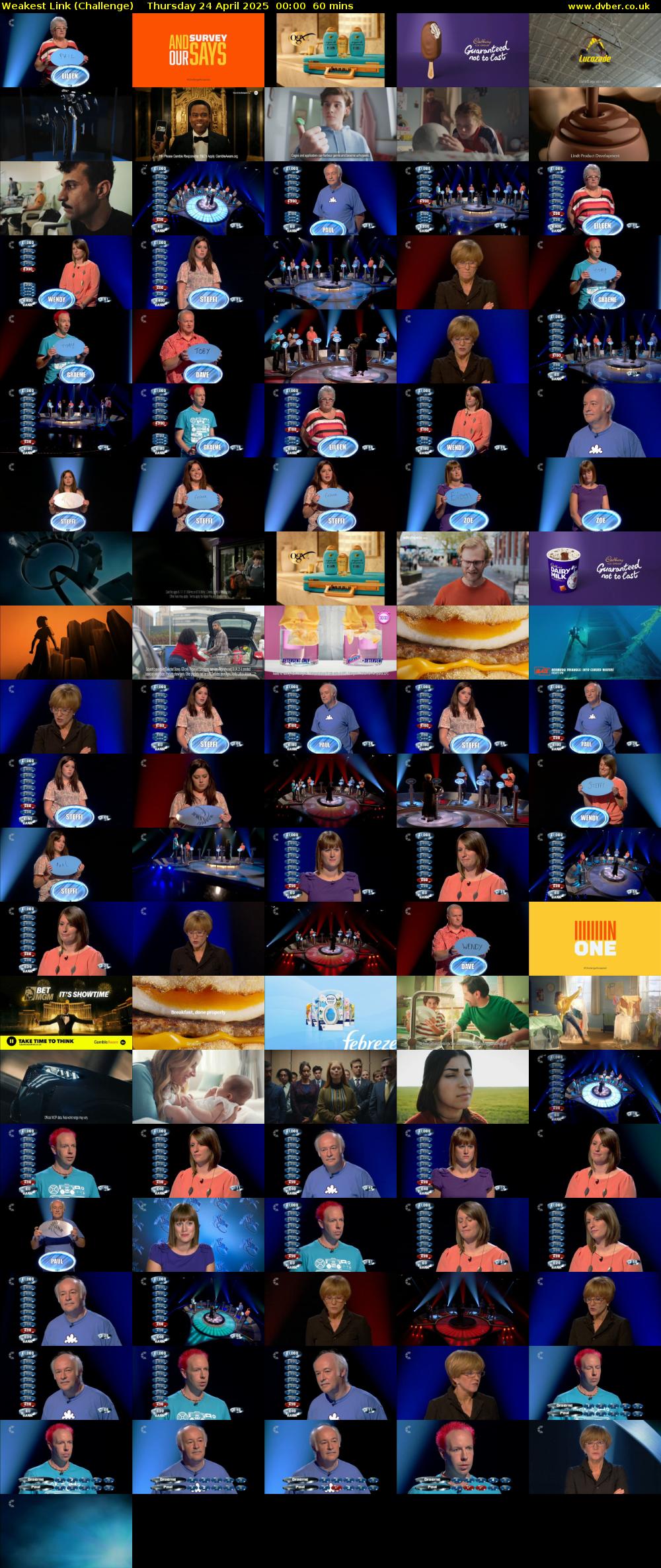 Weakest Link (Challenge) Thursday 24 April 2025 00:00 - 01:00