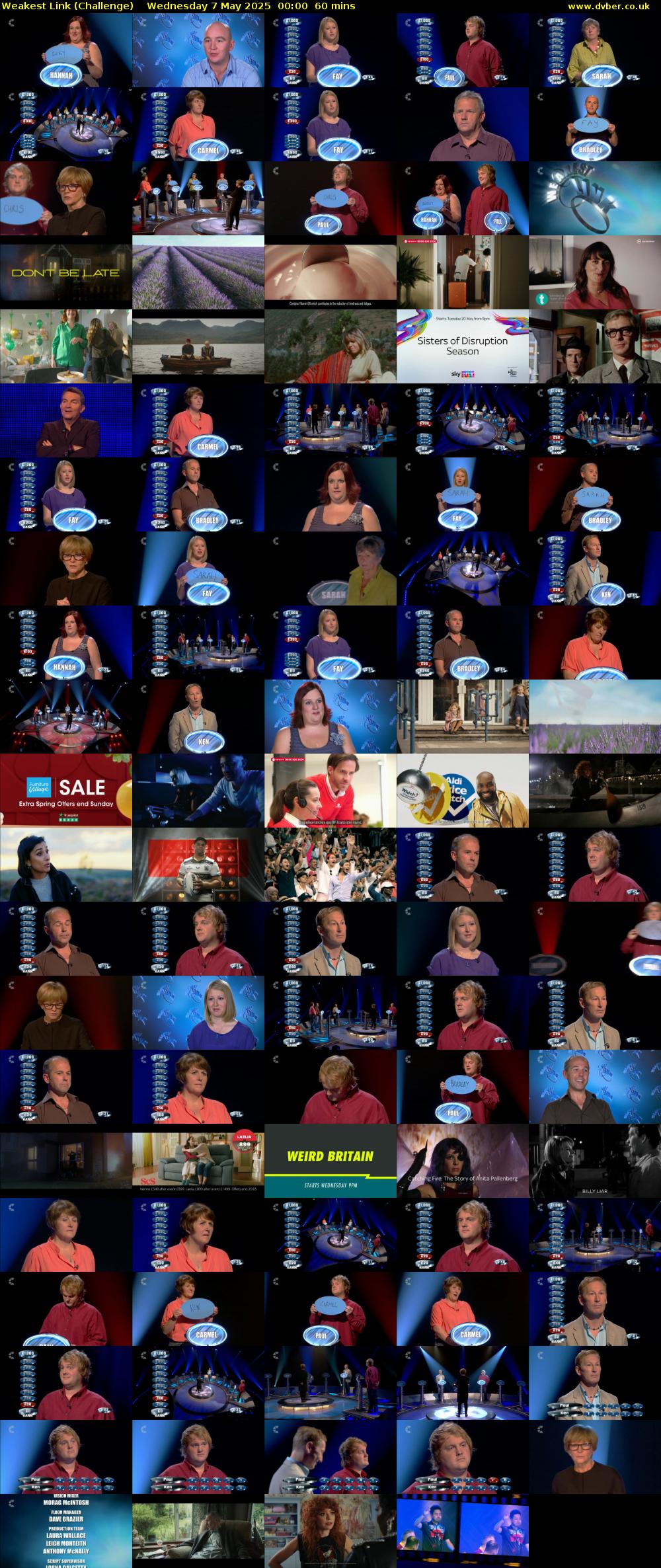 Weakest Link (Challenge) Wednesday 7 May 2025 00:00 - 01:00