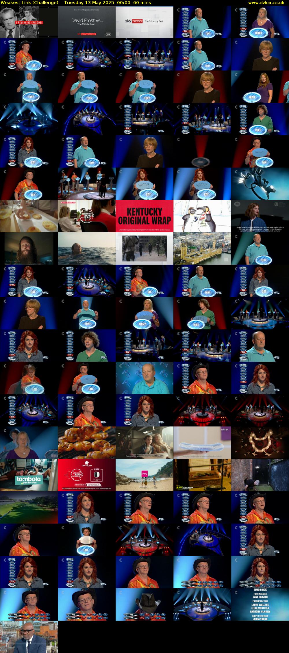 Weakest Link (Challenge) Tuesday 13 May 2025 00:00 - 01:00