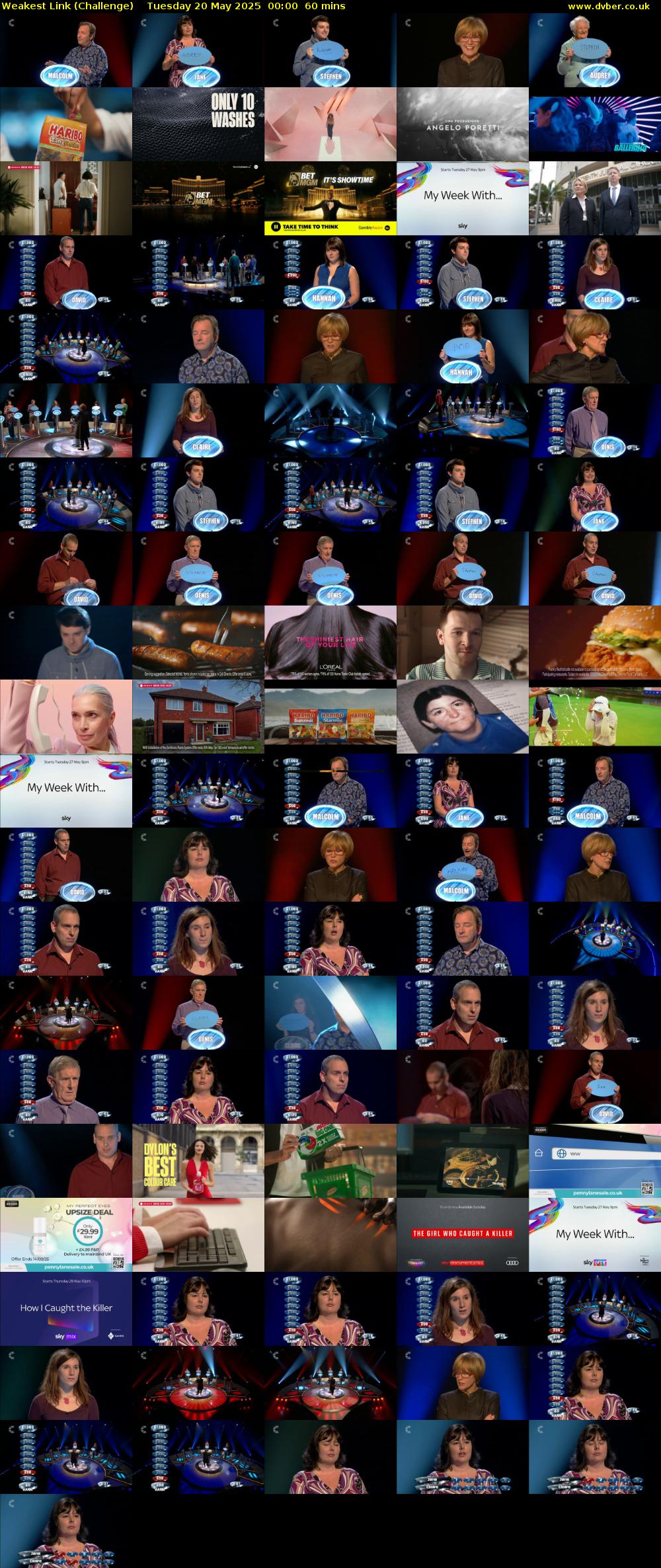 Weakest Link (Challenge) Tuesday 20 May 2025 00:00 - 01:00