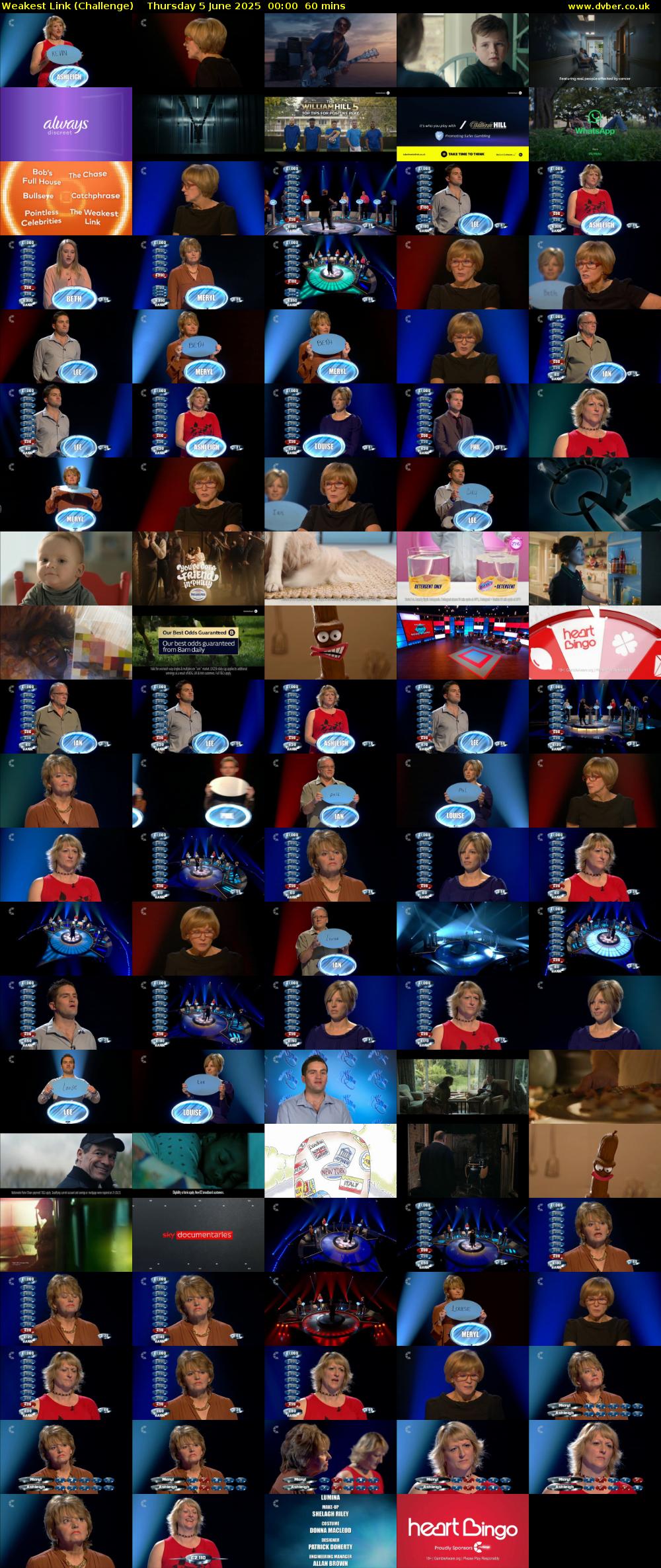 Weakest Link (Challenge) Thursday 5 June 2025 00:00 - 01:00