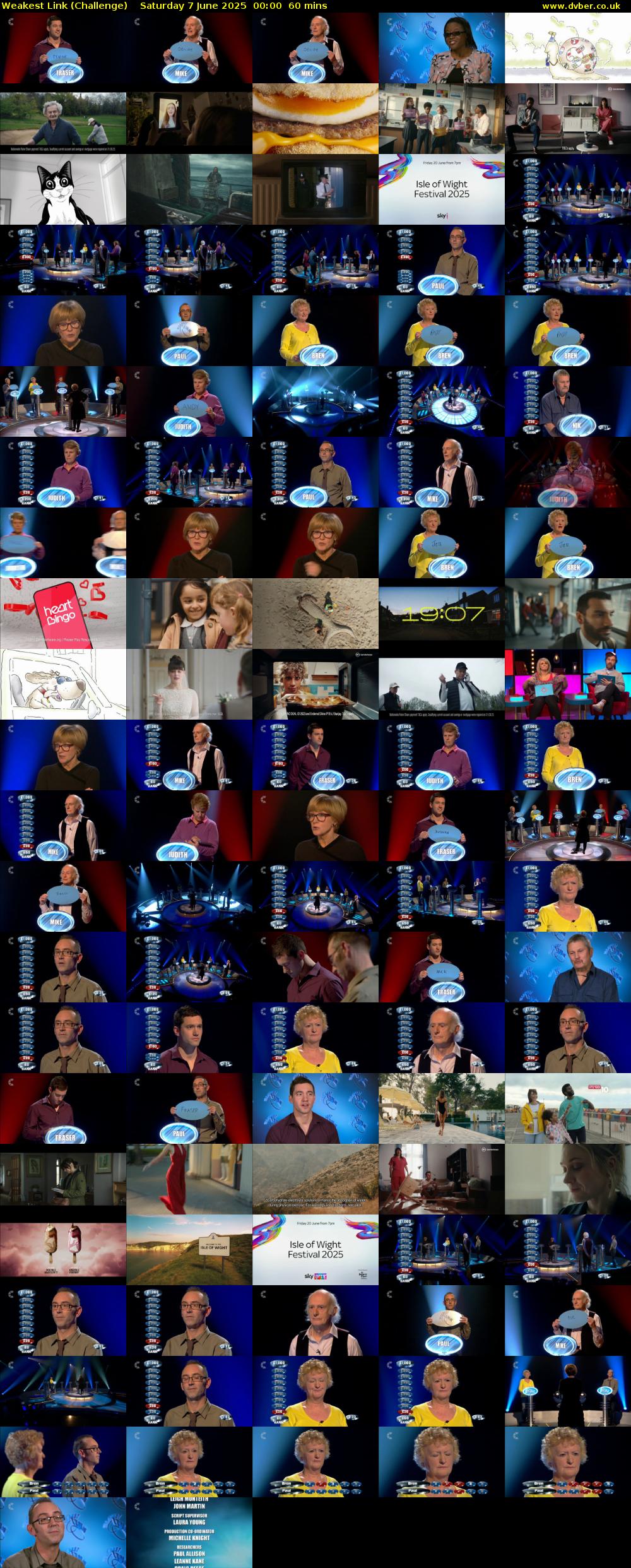 Weakest Link (Challenge) Saturday 7 June 2025 00:00 - 01:00