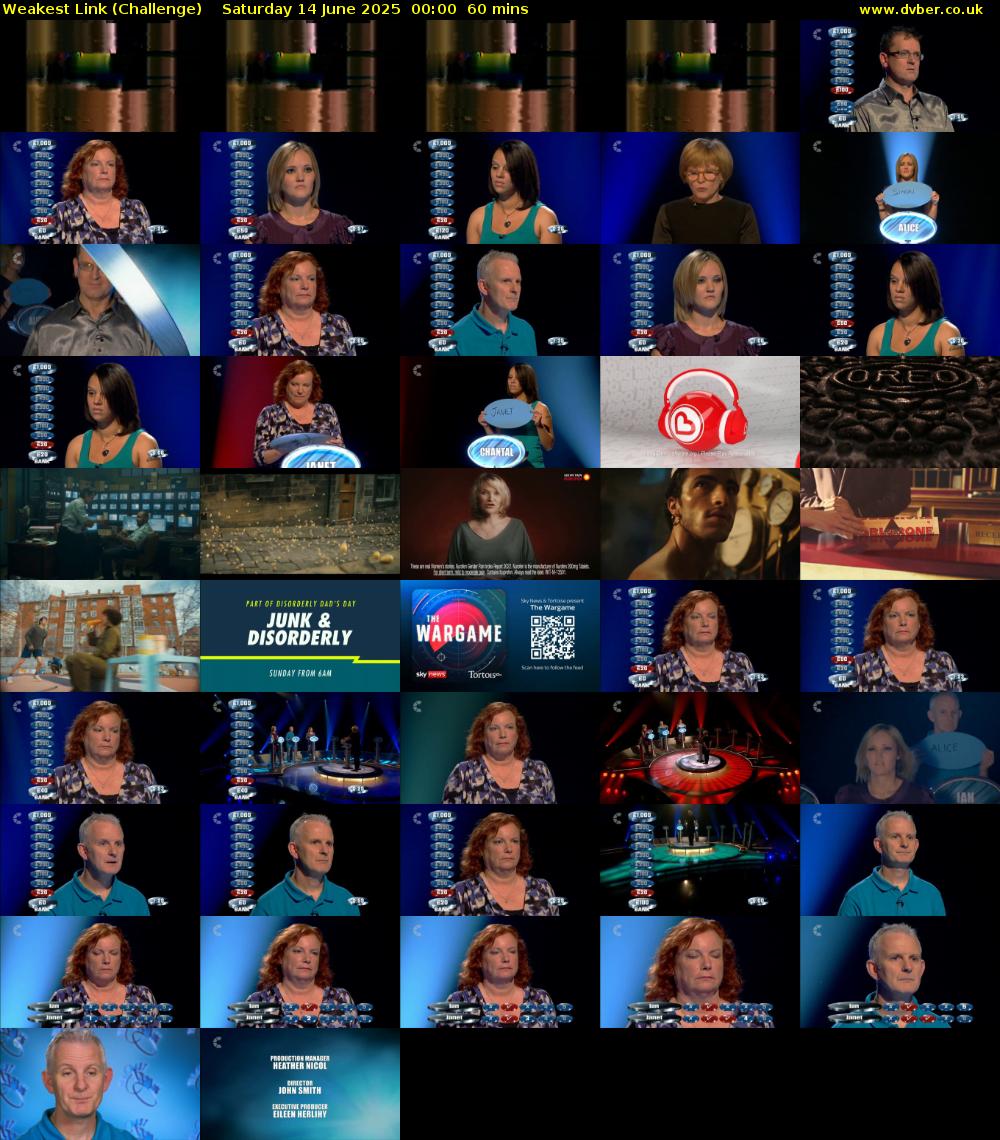 Weakest Link (Challenge) Saturday 14 June 2025 00:00 - 01:00