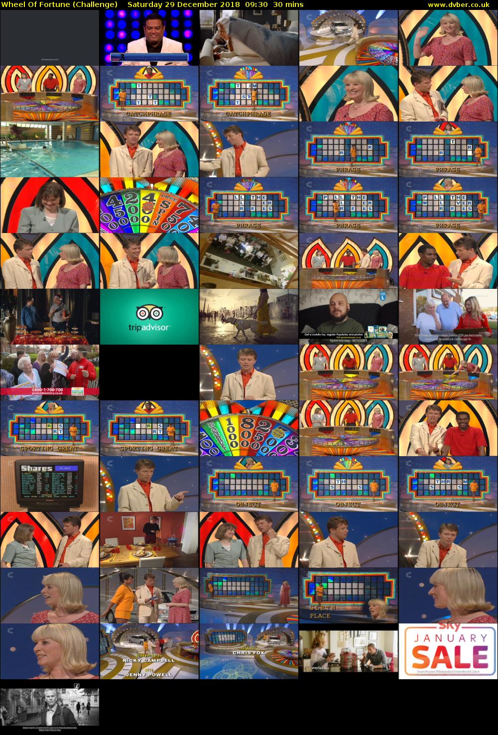 Wheel Of Fortune (Challenge) Saturday 29 December 2018 09:30 - 10:00