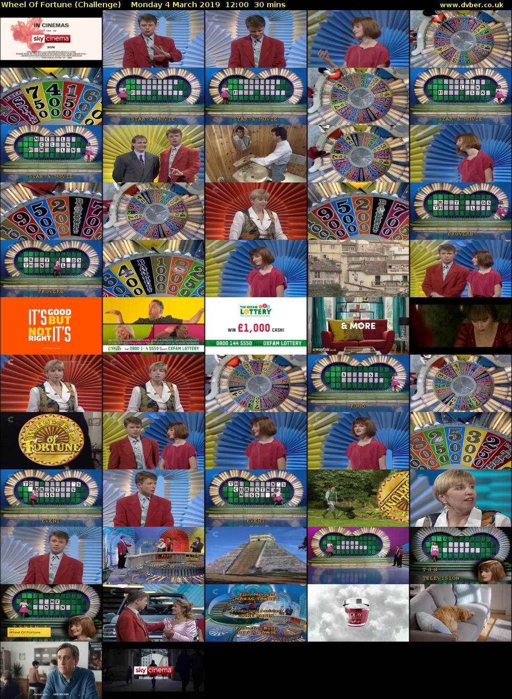 Wheel Of Fortune (Challenge) Monday 4 March 2019 12:00 - 12:30