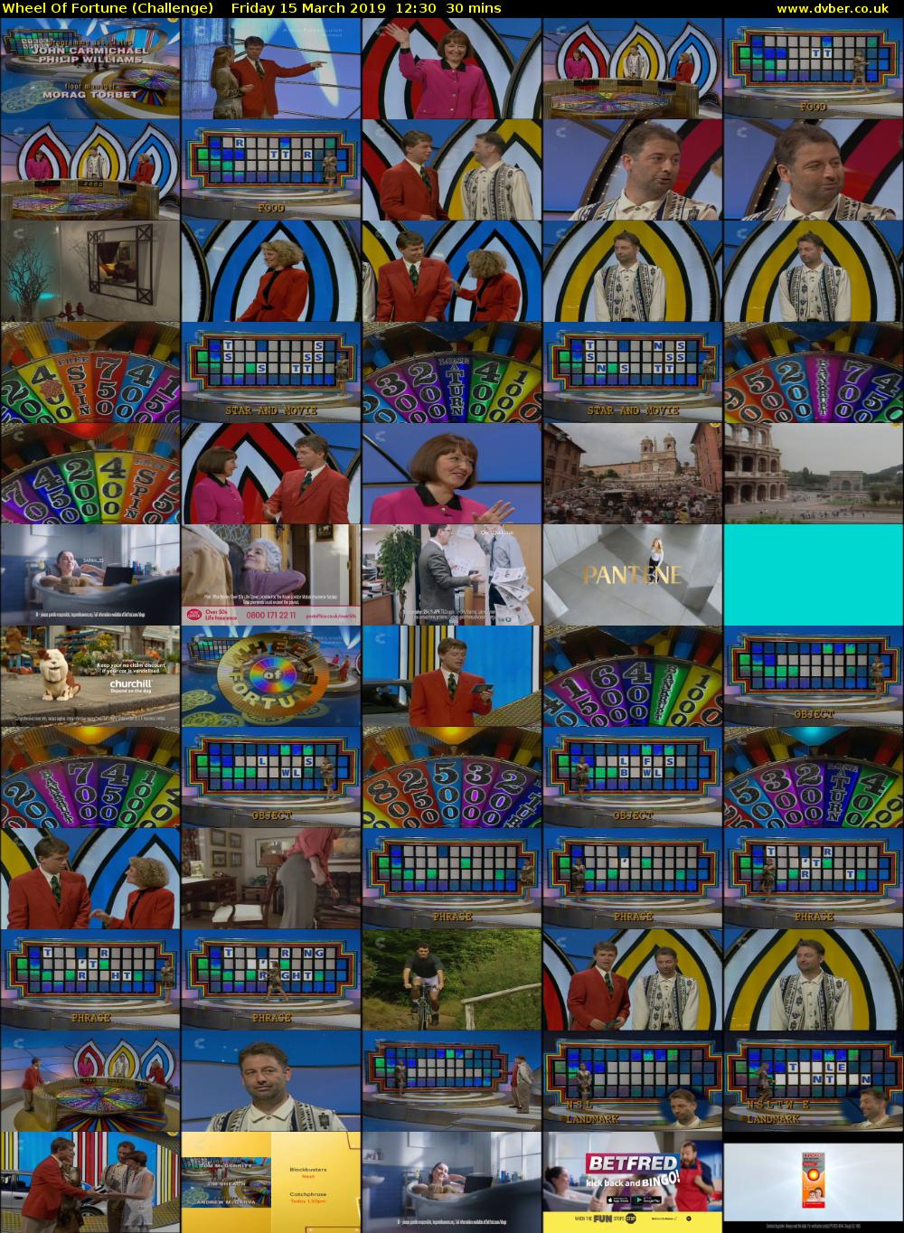 Wheel Of Fortune (Challenge) Friday 15 March 2019 12:30 - 13:00