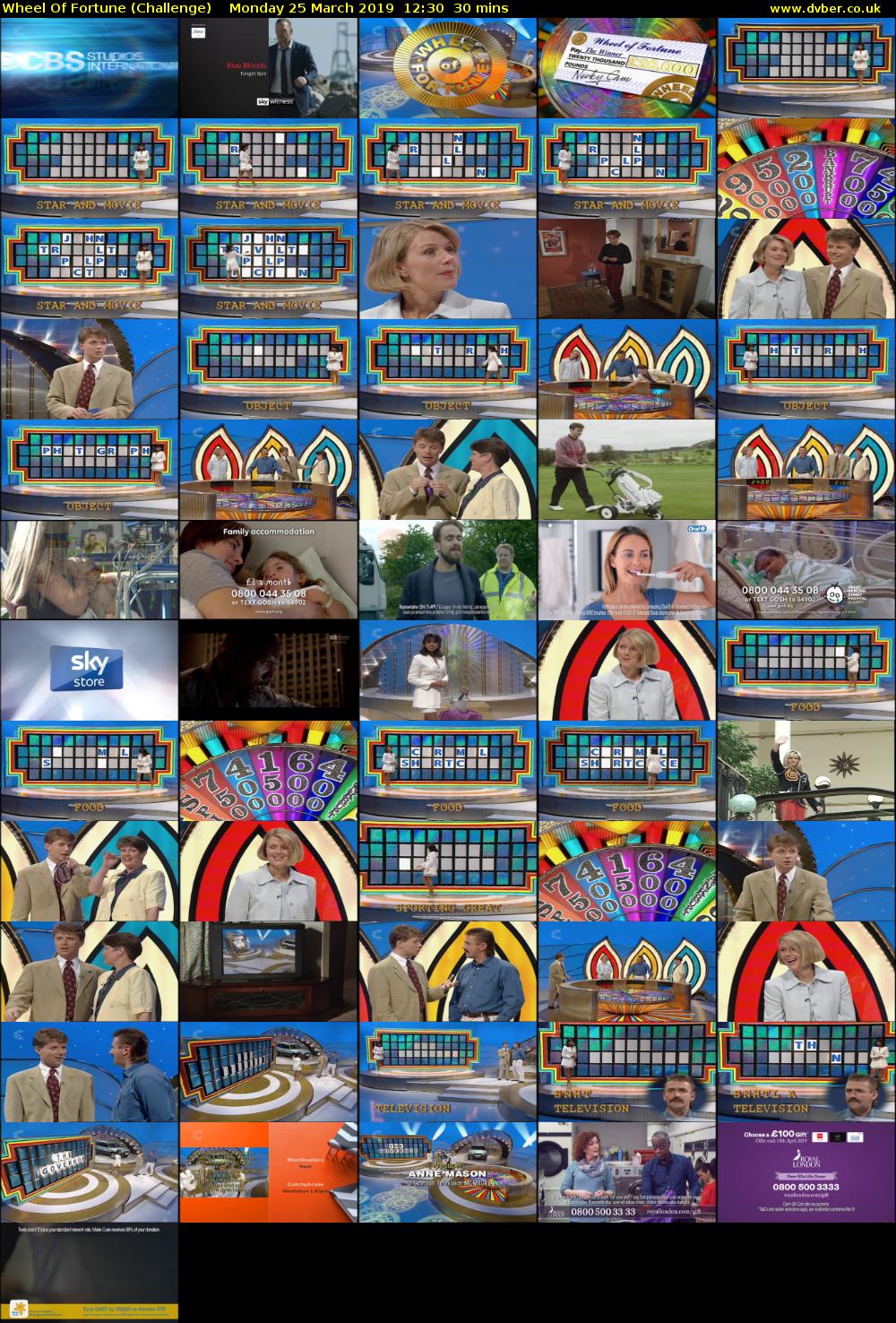 Wheel Of Fortune (Challenge) Monday 25 March 2019 12:30 - 13:00