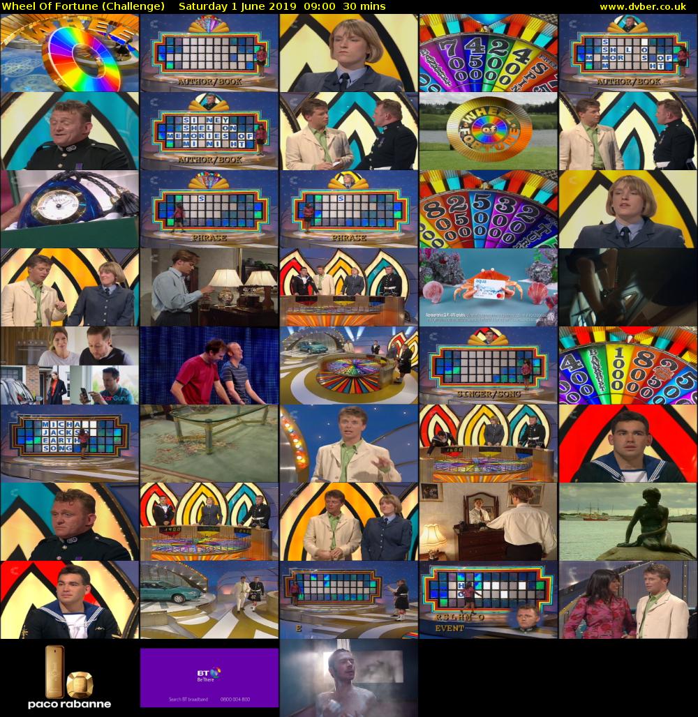 Wheel Of Fortune (Challenge) Saturday 1 June 2019 09:00 - 09:30