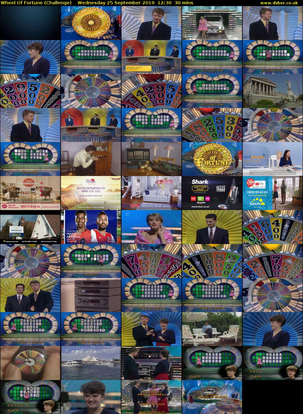 Wheel Of Fortune (Challenge) Wednesday 25 September 2019 12:30 - 13:00