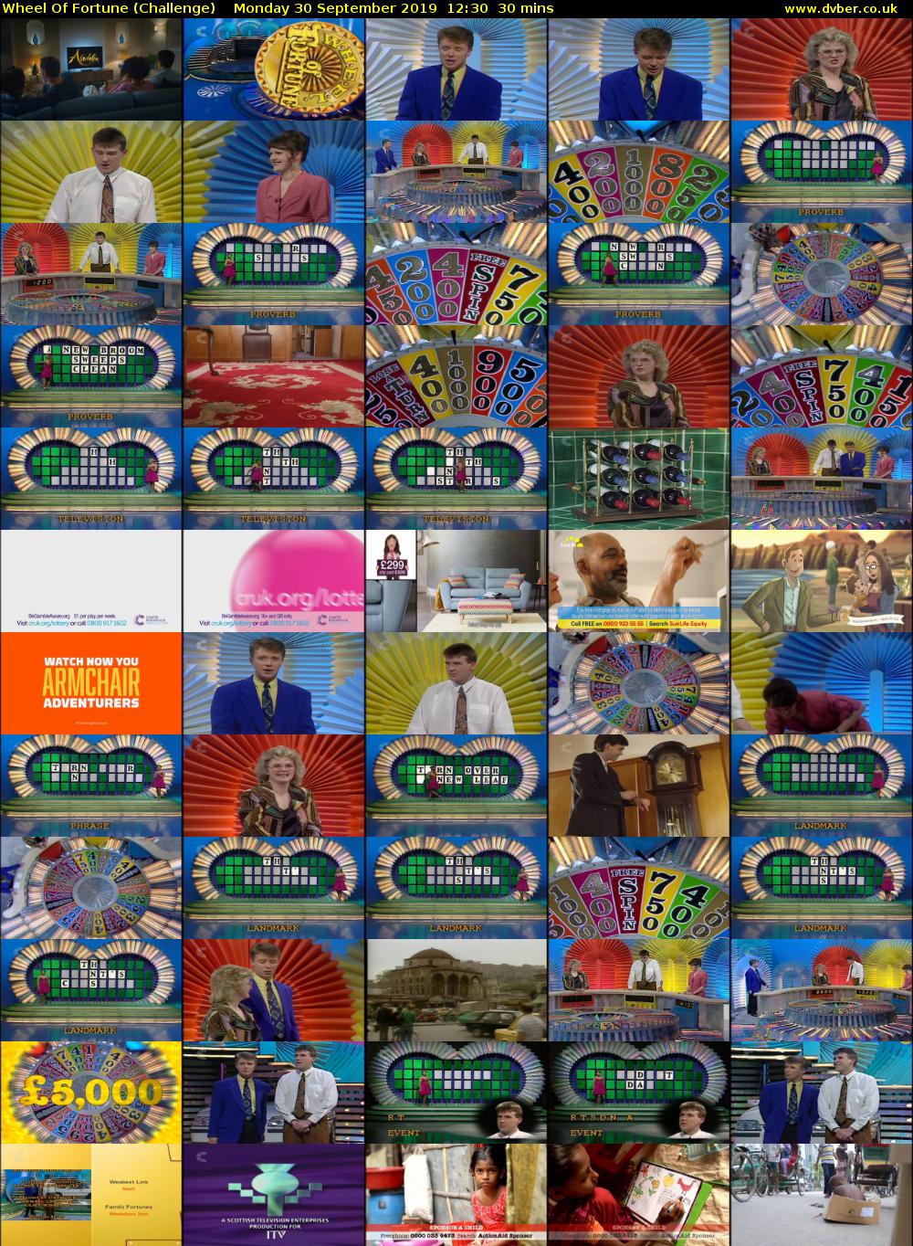 Wheel Of Fortune (Challenge) Monday 30 September 2019 12:30 - 13:00