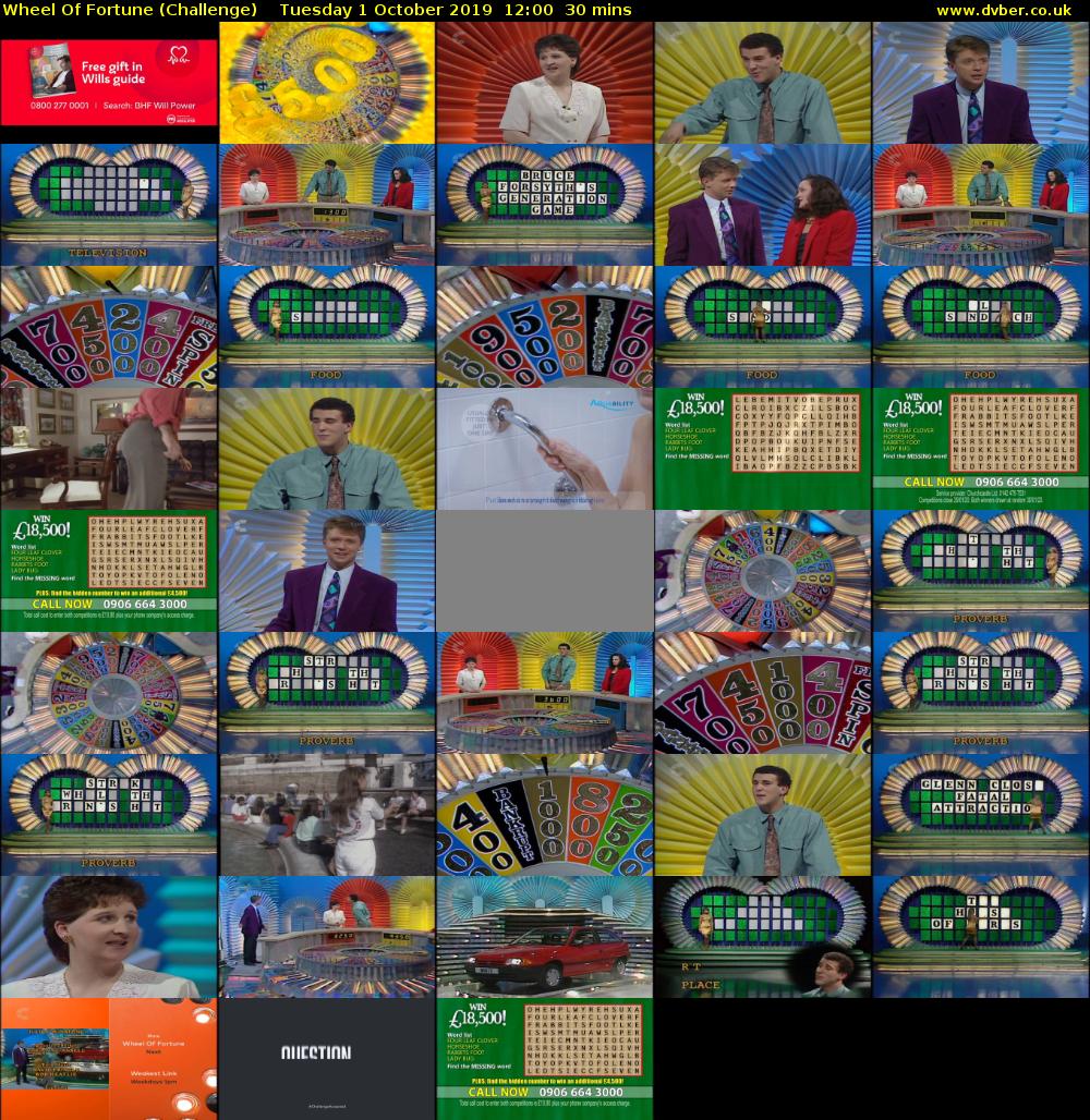 Wheel Of Fortune (Challenge) Tuesday 1 October 2019 12:00 - 12:30