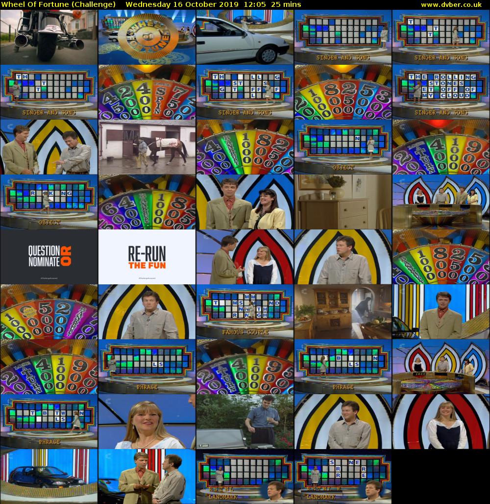 Wheel Of Fortune (Challenge) Wednesday 16 October 2019 12:05 - 12:30