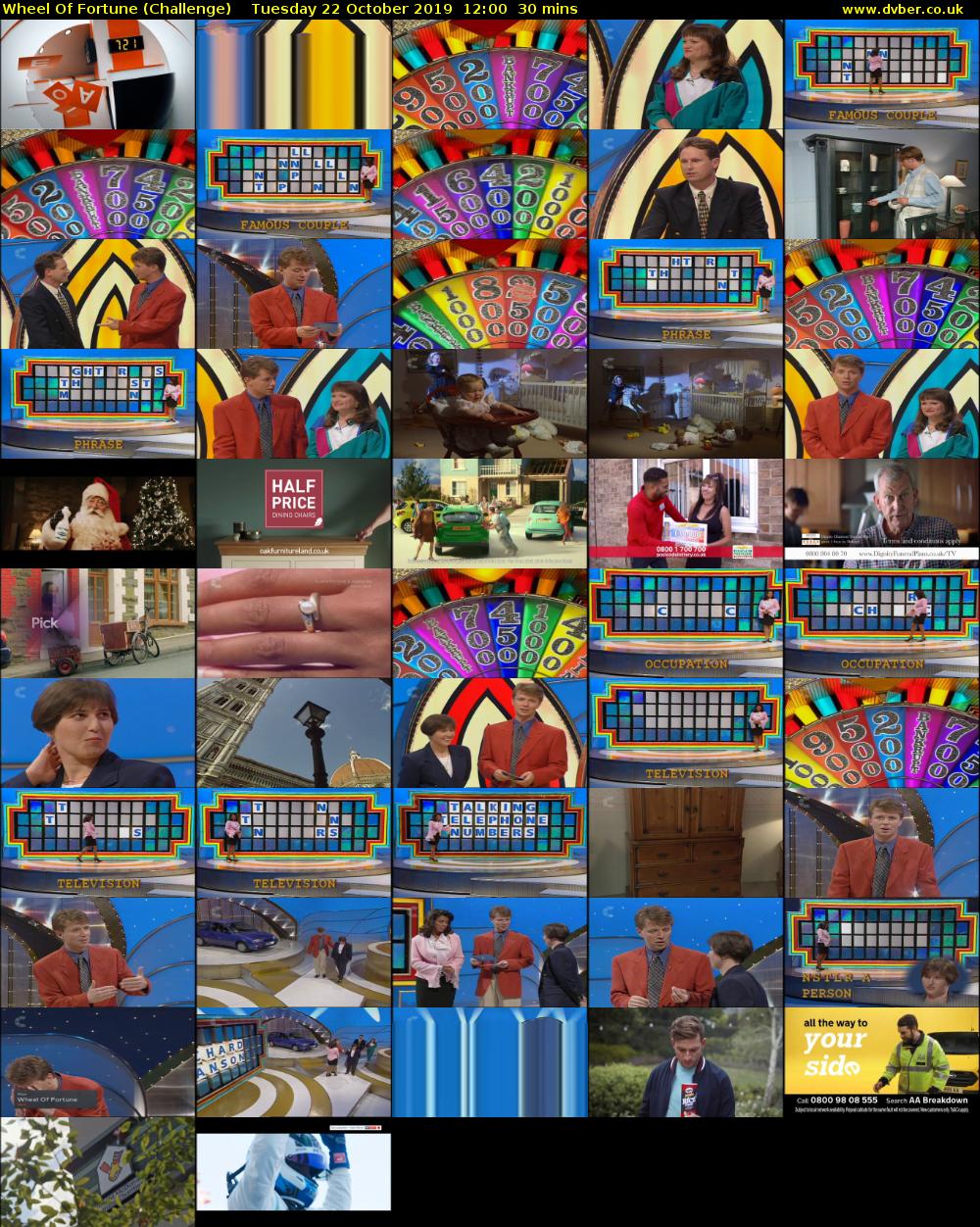 Wheel Of Fortune (Challenge) Tuesday 22 October 2019 12:00 - 12:30