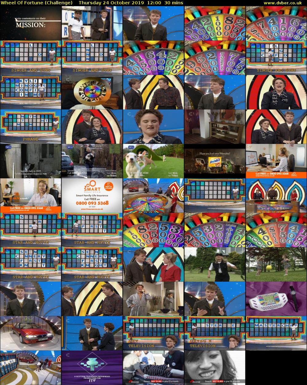 Wheel Of Fortune (Challenge) Thursday 24 October 2019 12:00 - 12:30