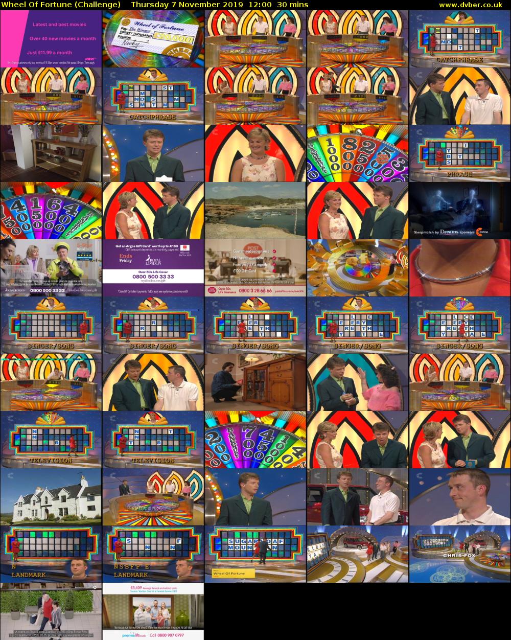 Wheel Of Fortune (Challenge) Thursday 7 November 2019 12:00 - 12:30