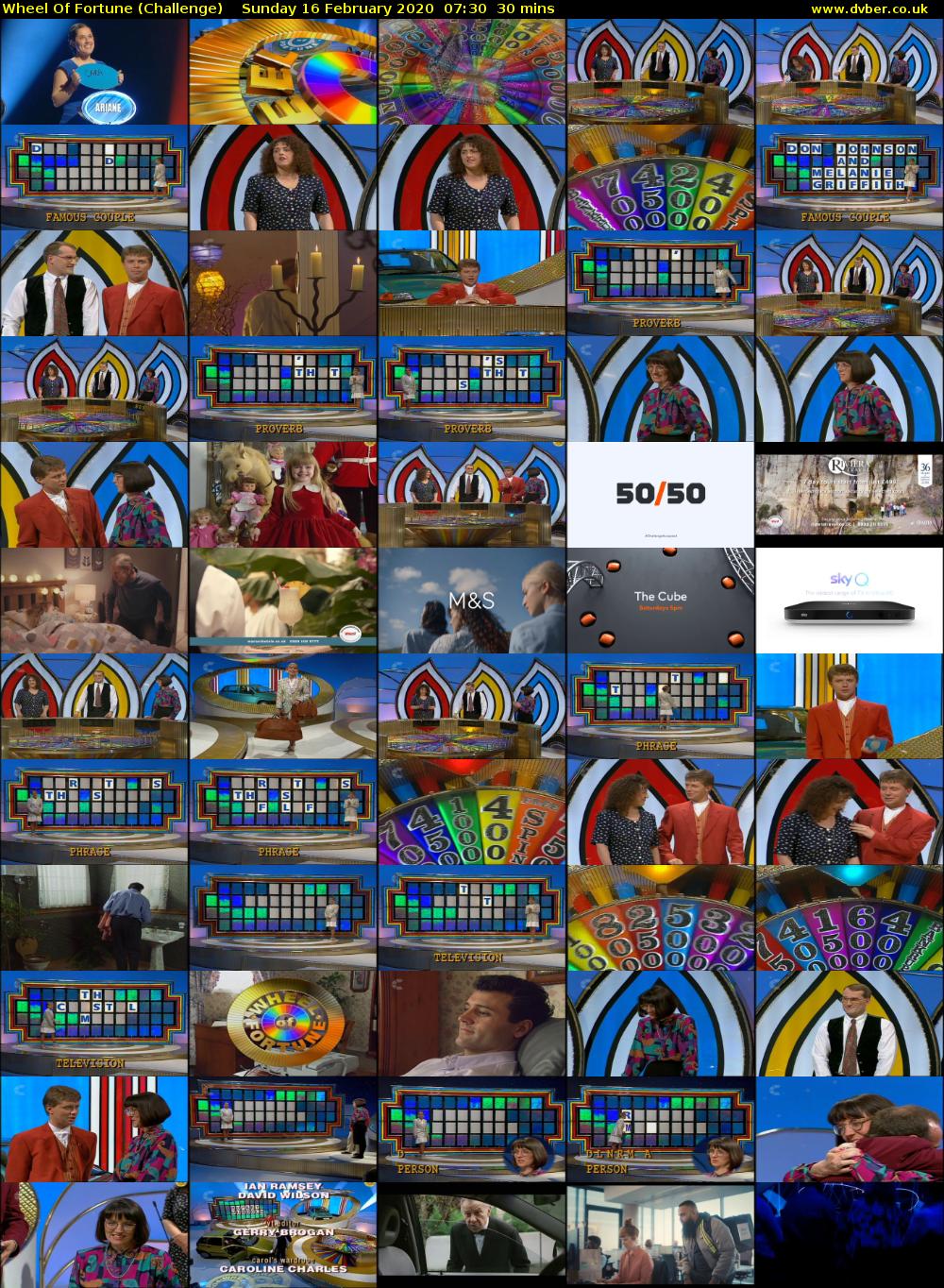 Wheel Of Fortune (Challenge) Sunday 16 February 2020 07:30 - 08:00