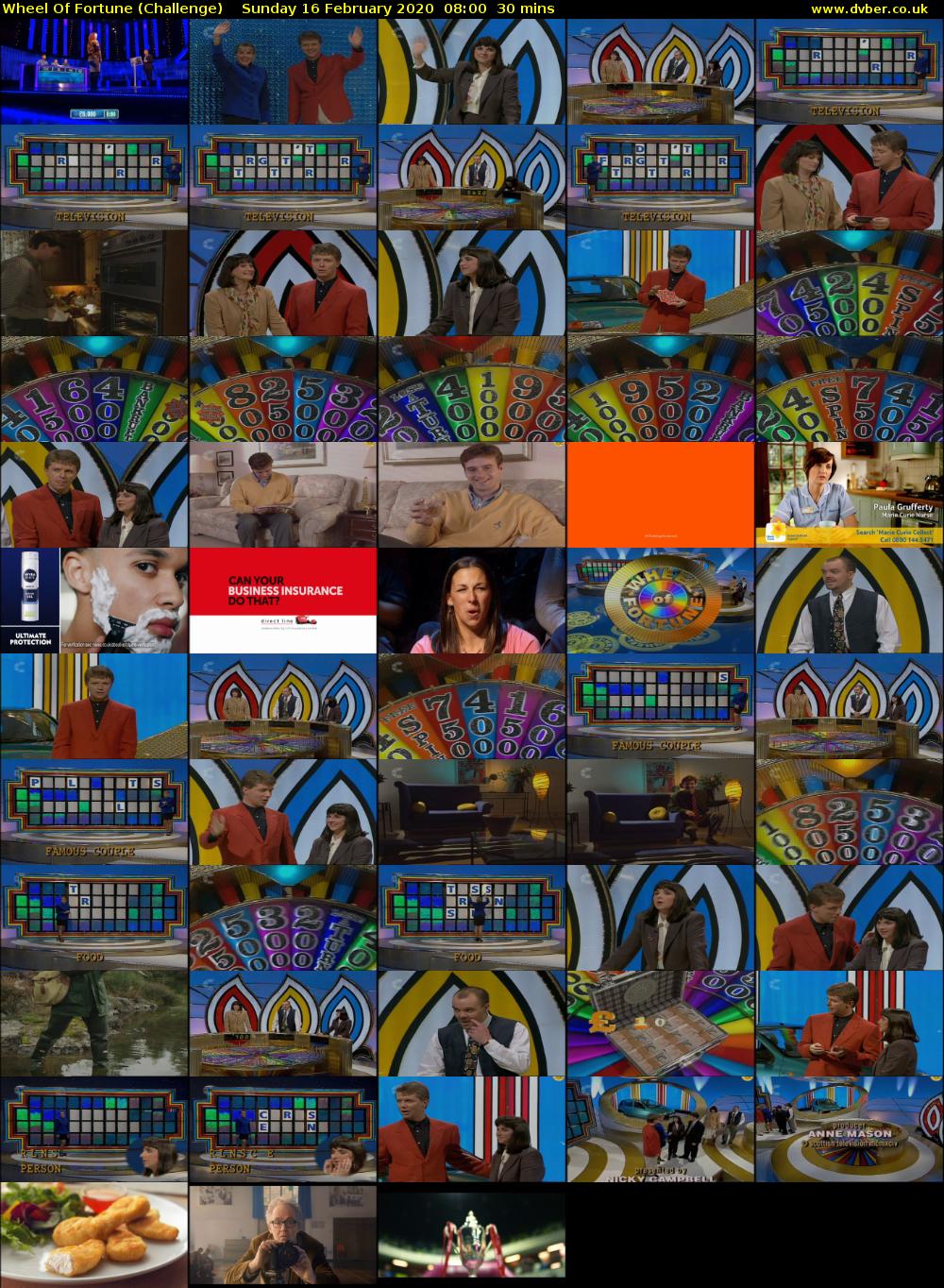 Wheel Of Fortune (Challenge) Sunday 16 February 2020 08:00 - 08:30