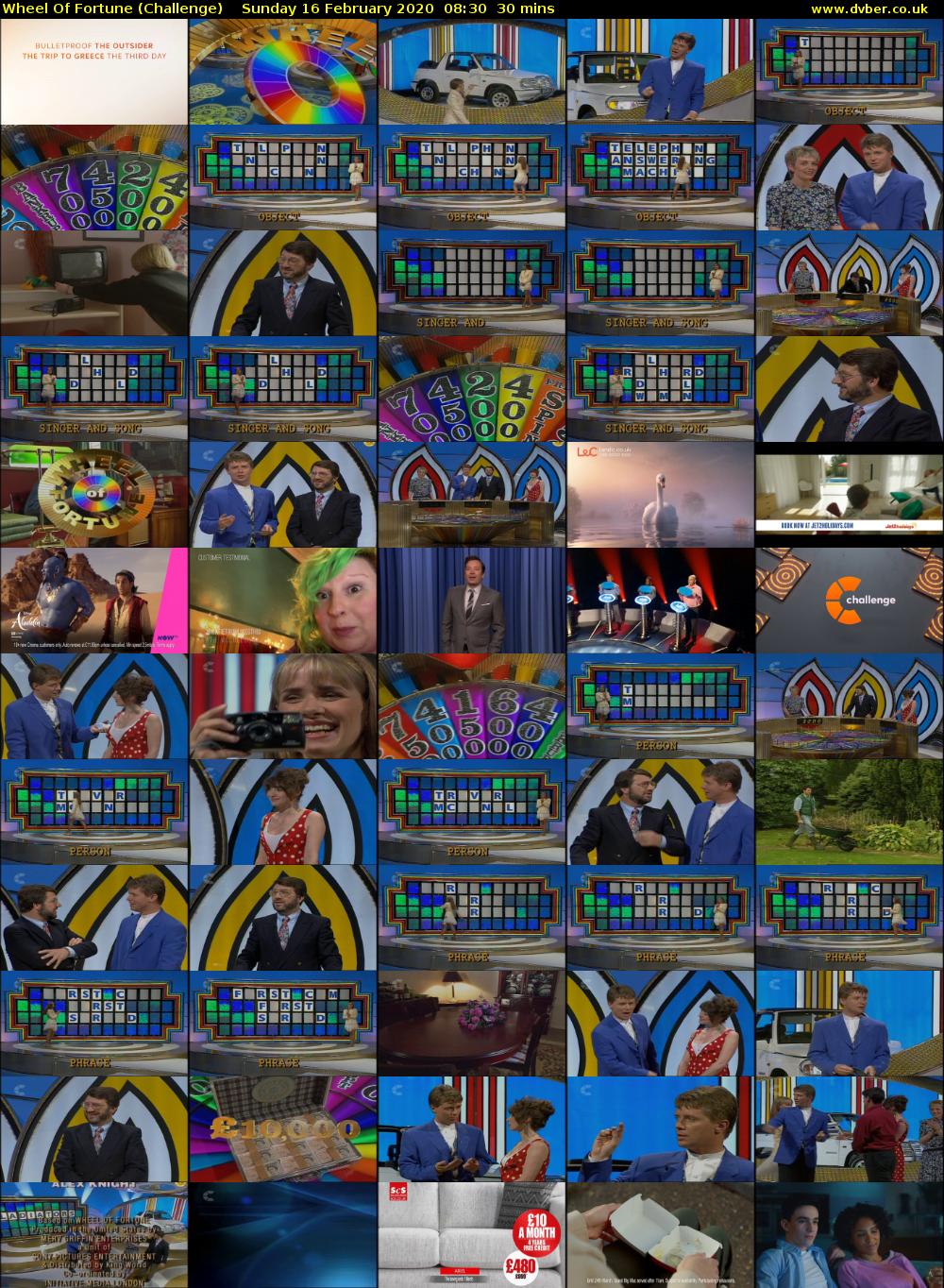 Wheel Of Fortune (Challenge) Sunday 16 February 2020 08:30 - 09:00