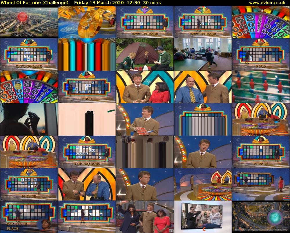 Wheel Of Fortune (Challenge) Friday 13 March 2020 12:30 - 13:00