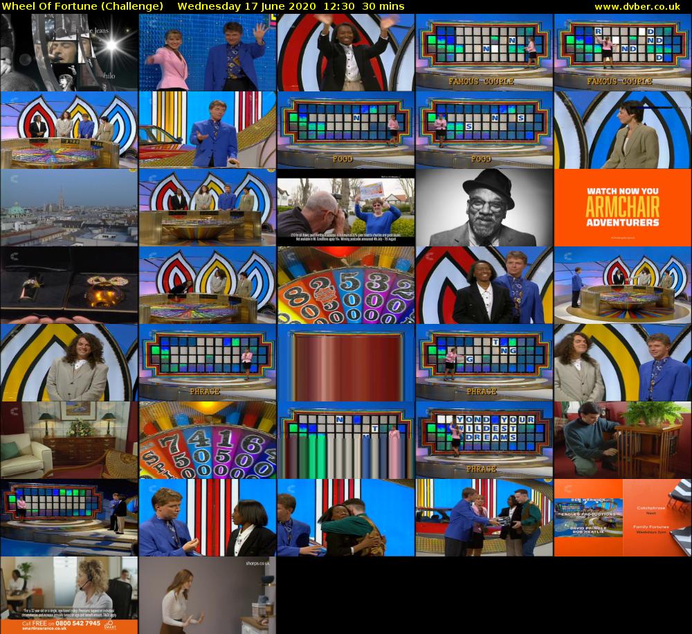 Wheel Of Fortune (Challenge) Wednesday 17 June 2020 12:30 - 13:00