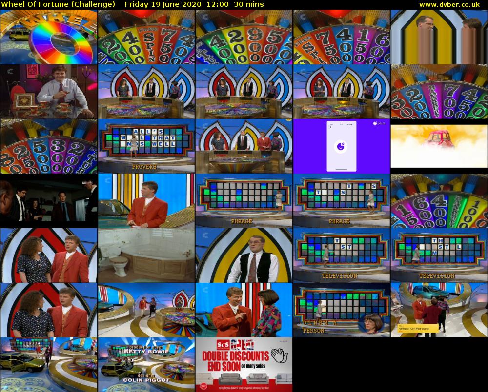 Wheel Of Fortune (Challenge) Friday 19 June 2020 12:00 - 12:30