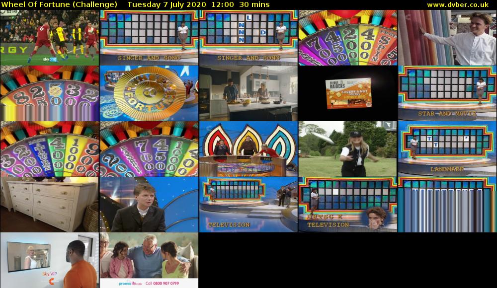 Wheel Of Fortune (Challenge) Tuesday 7 July 2020 12:00 - 12:30