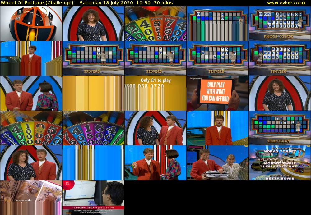 Wheel Of Fortune (Challenge) Saturday 18 July 2020 10:30 - 11:00