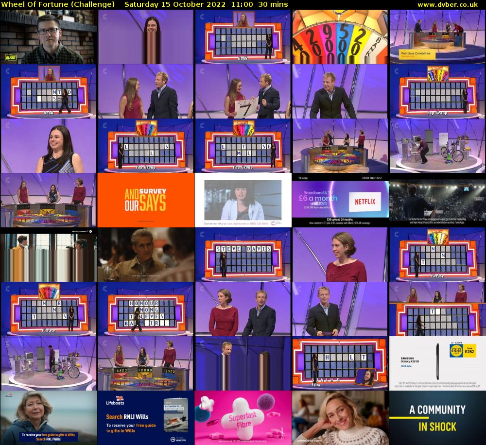 Wheel Of Fortune (Challenge) Saturday 15 October 2022 11:00 - 11:30