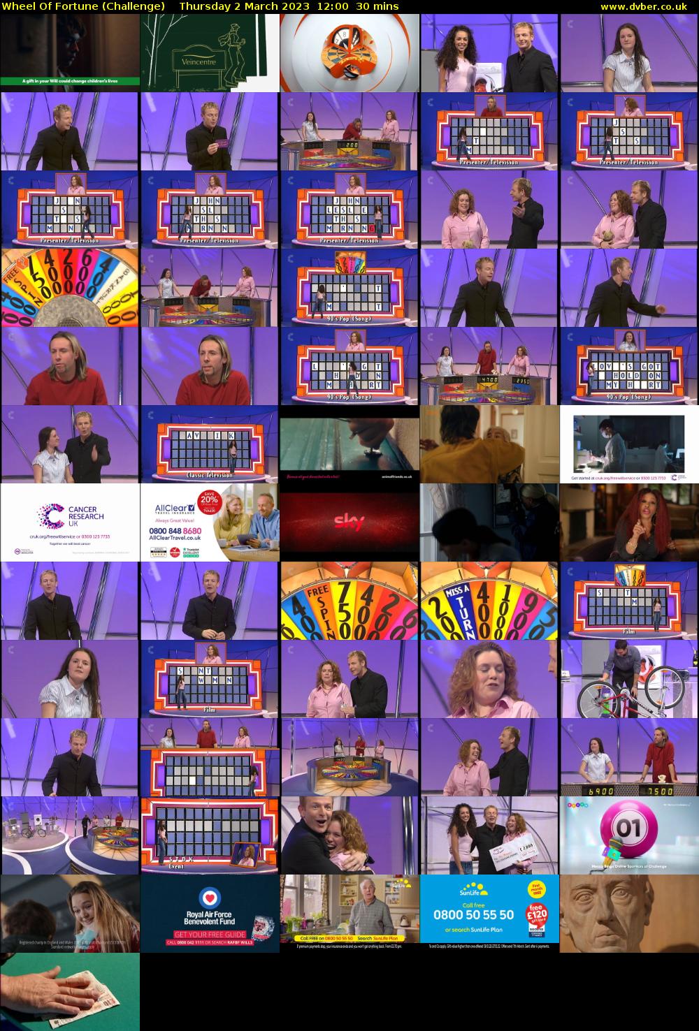 Wheel Of Fortune (Challenge) Thursday 2 March 2023 12:00 - 12:30