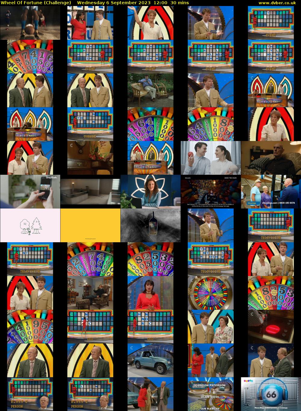 Wheel Of Fortune (Challenge) Wednesday 6 September 2023 12:00 - 12:30