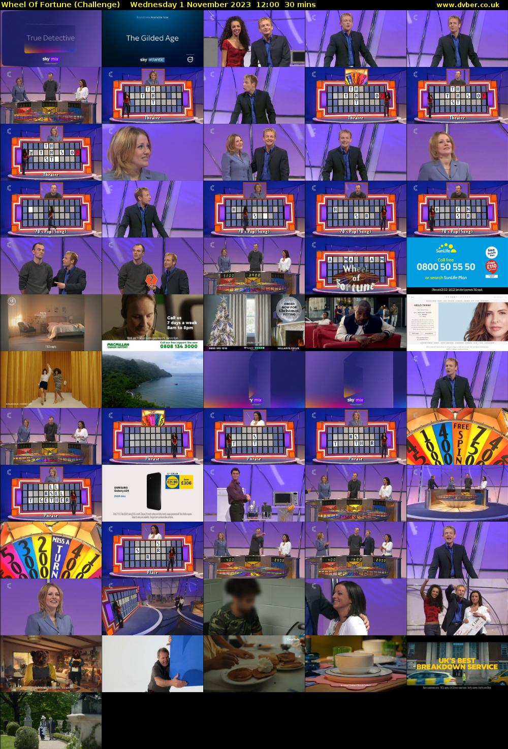 Wheel Of Fortune (Challenge) Wednesday 1 November 2023 12:00 - 12:30