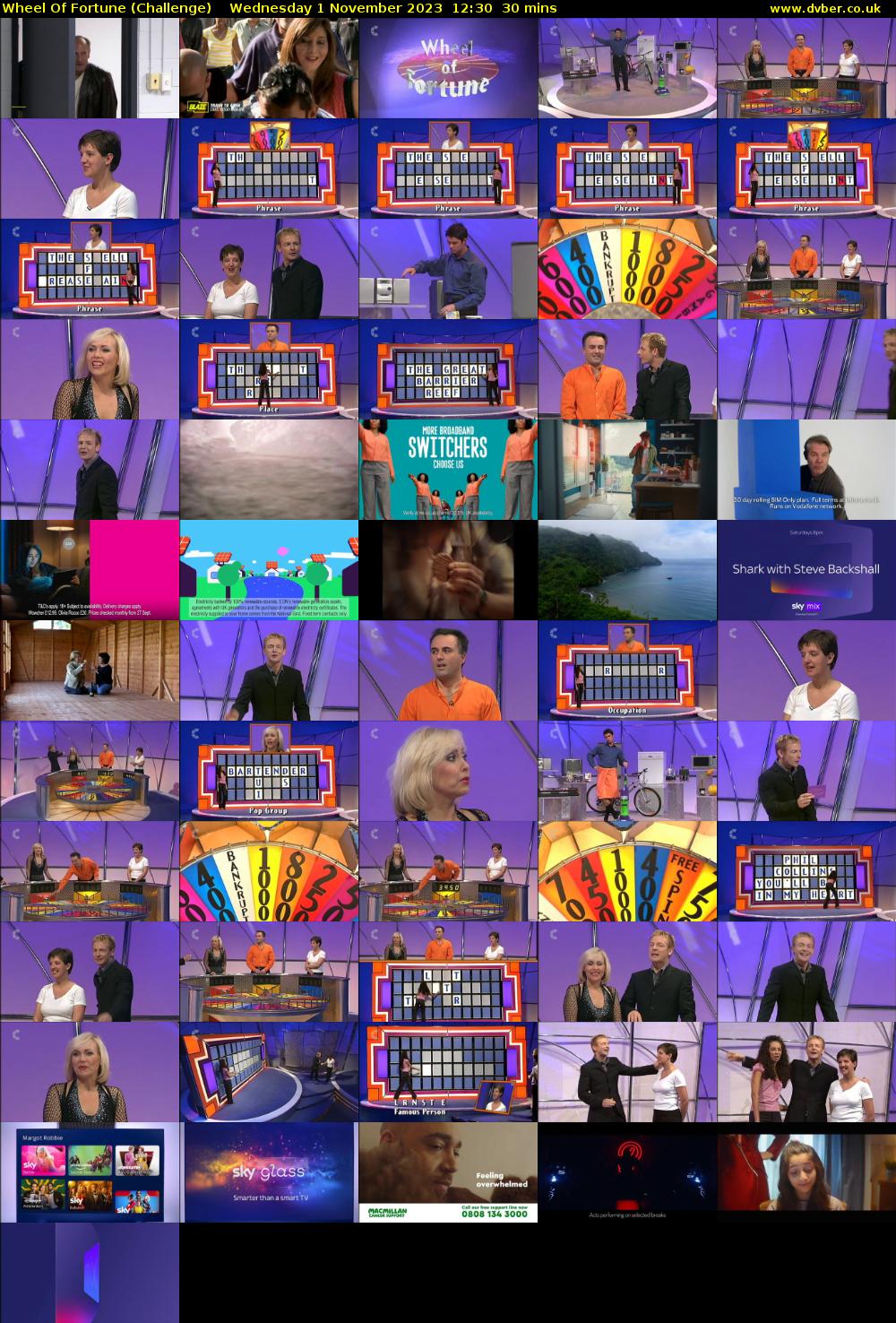 Wheel Of Fortune (Challenge) Wednesday 1 November 2023 12:30 - 13:00