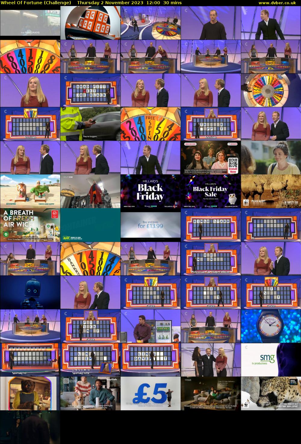 Wheel Of Fortune (Challenge) Thursday 2 November 2023 12:00 - 12:30