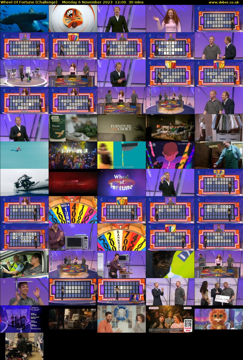 Wheel Of Fortune (Challenge) Monday 6 November 2023 12:00 - 12:30