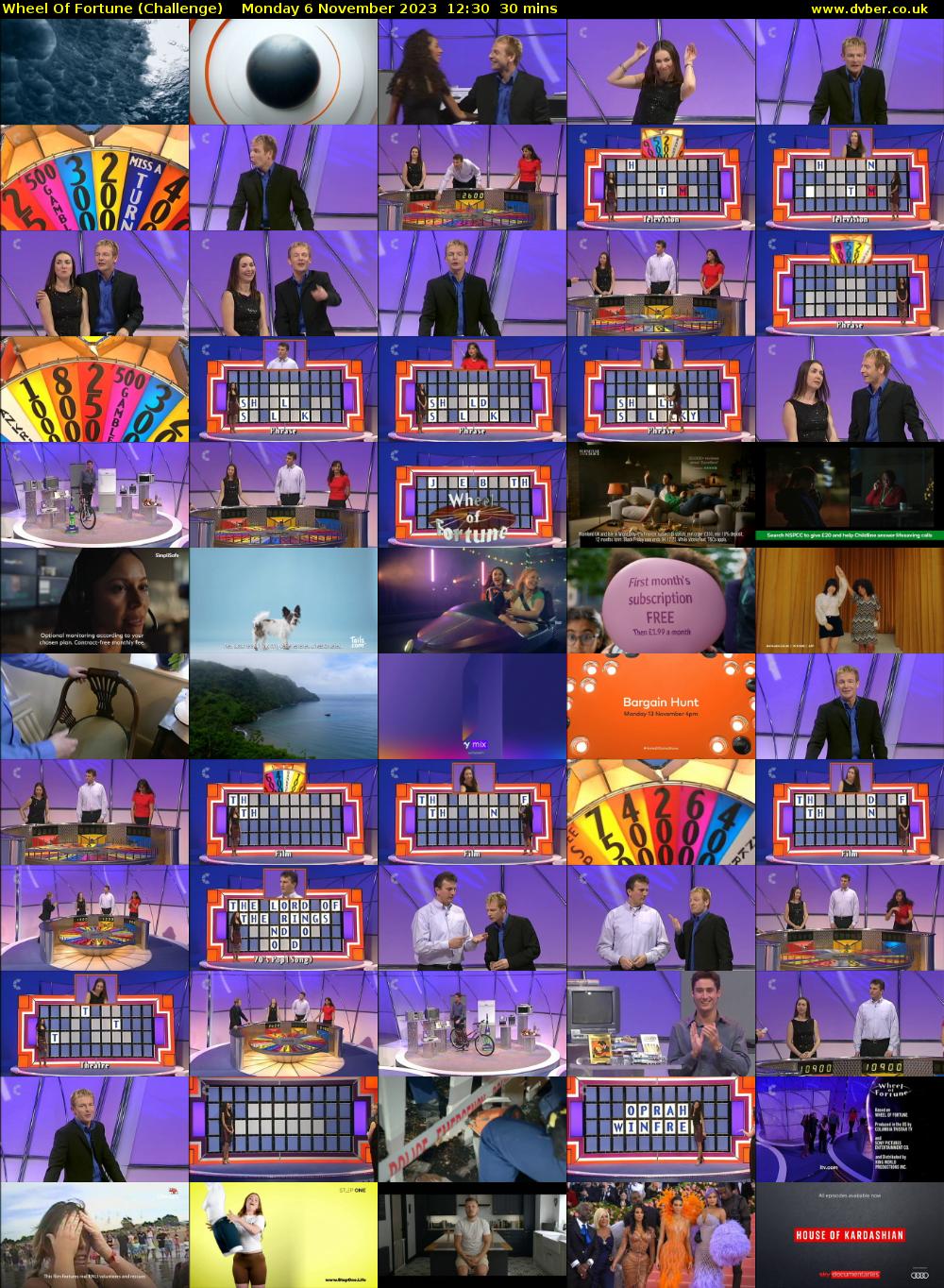 Wheel Of Fortune (Challenge) Monday 6 November 2023 12:30 - 13:00