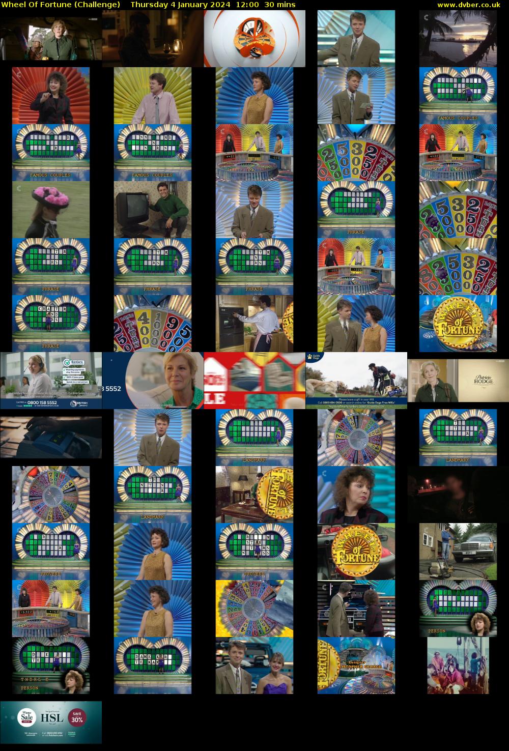 Wheel Of Fortune (Challenge) Thursday 4 January 2024 12:00 - 12:30