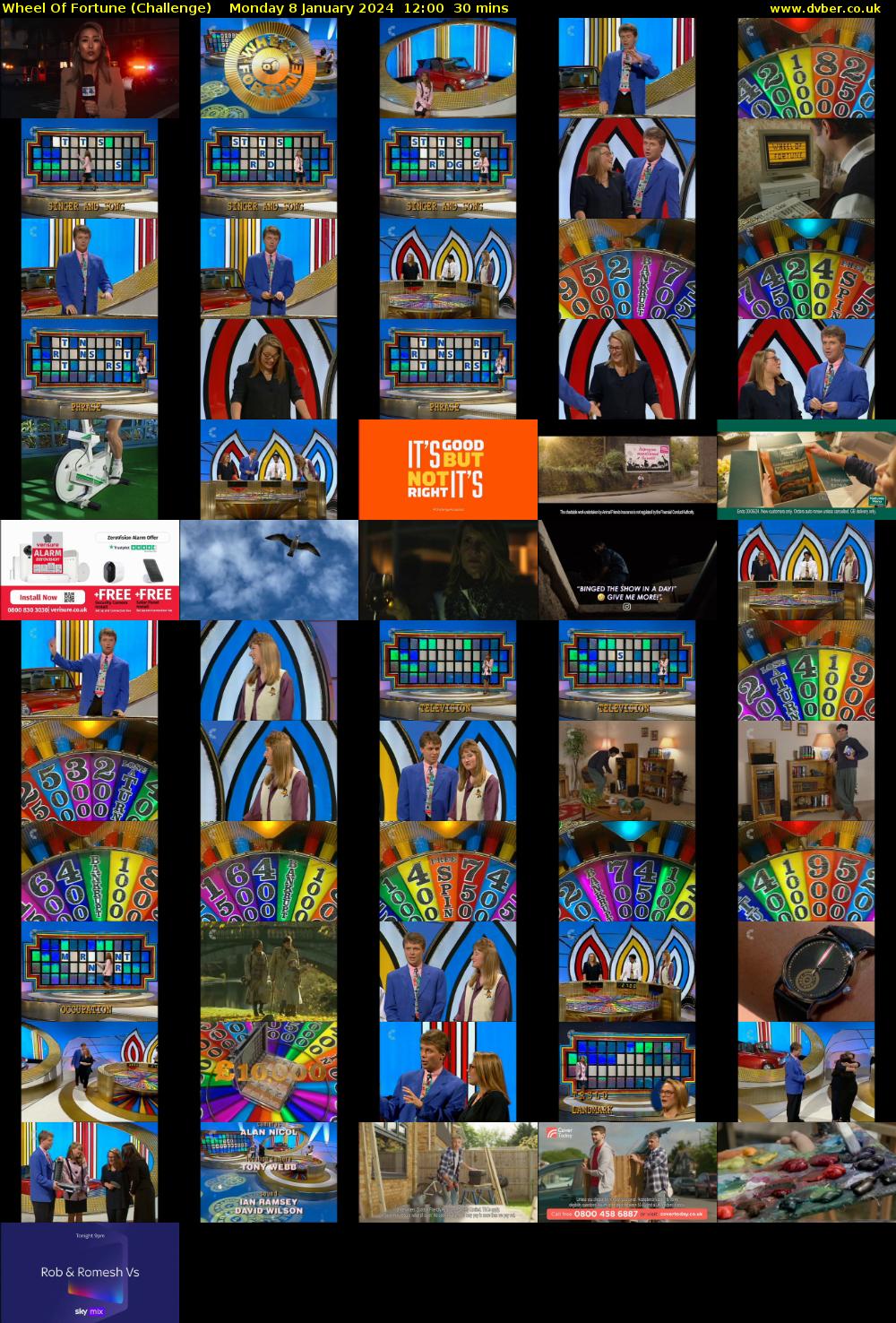 Wheel Of Fortune (Challenge) Monday 8 January 2024 12:00 - 12:30