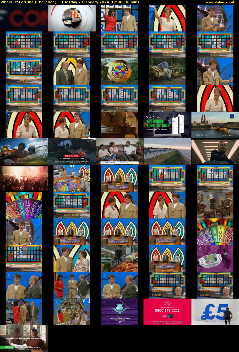 Wheel Of Fortune (Challenge) Tuesday 23 January 2024 12:00 - 12:30