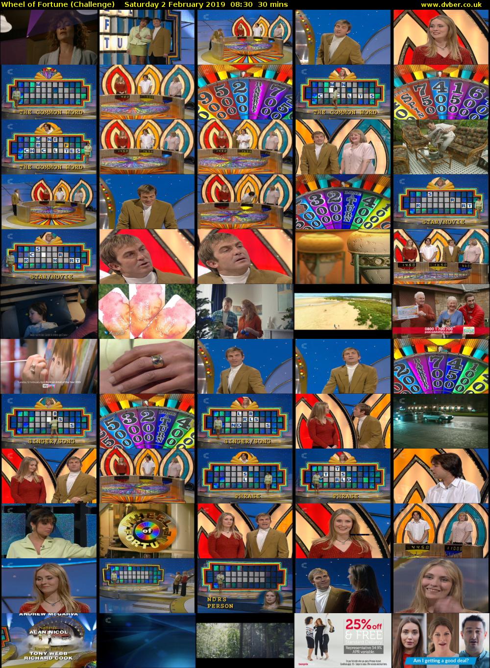 Wheel of Fortune (Challenge) Saturday 2 February 2019 08:30 - 09:00