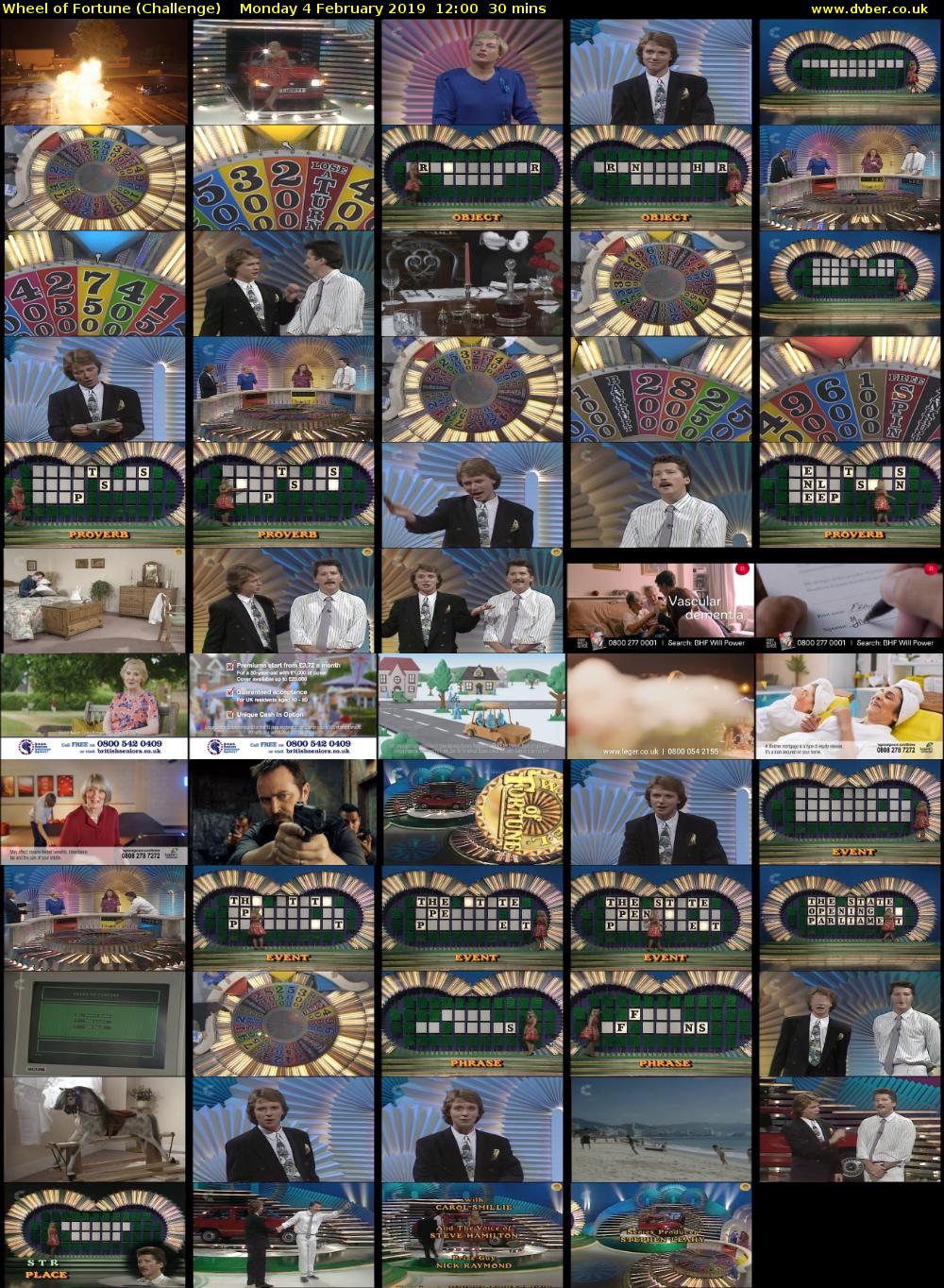 Wheel of Fortune (Challenge) Monday 4 February 2019 12:00 - 12:30