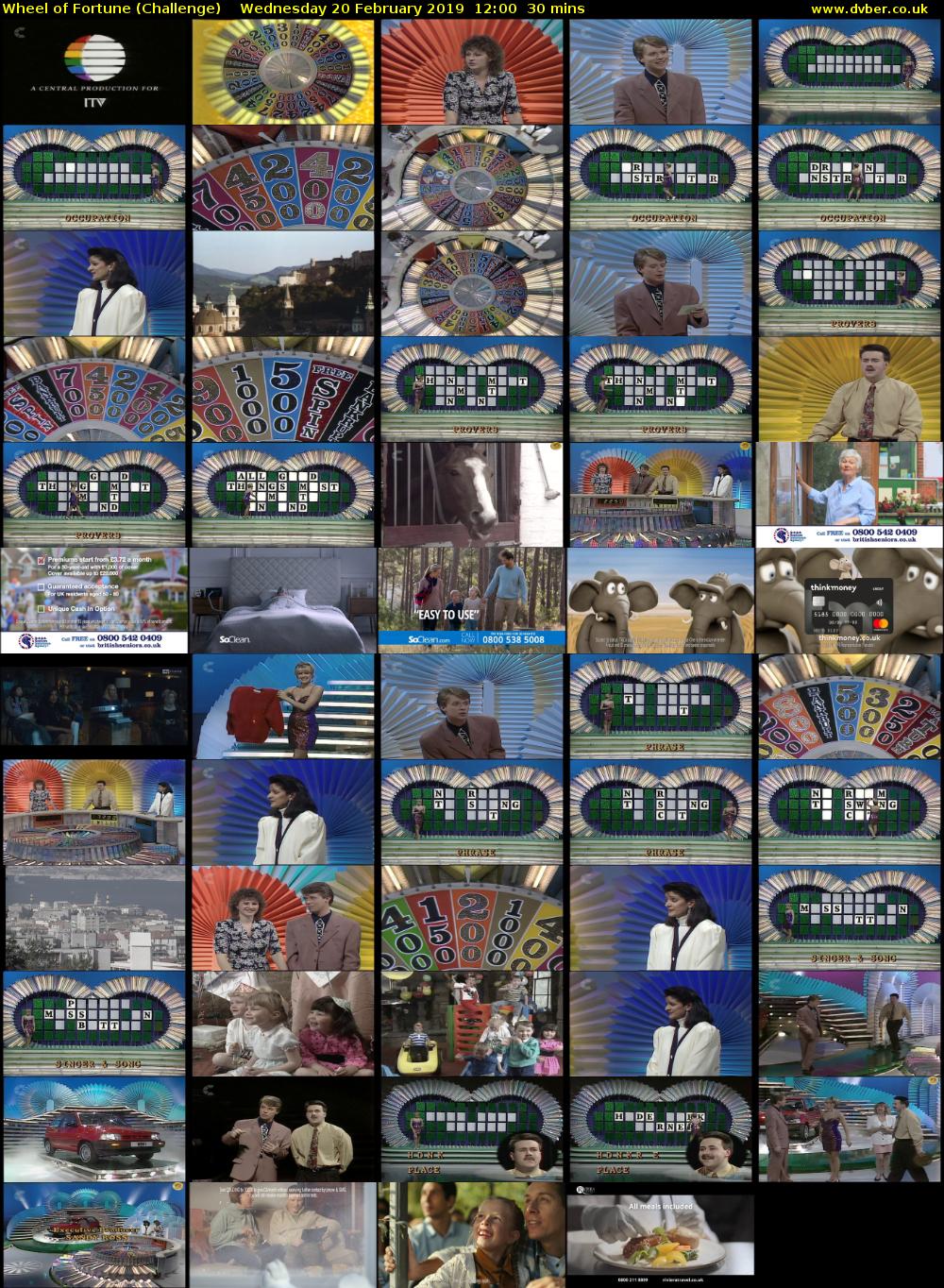 Wheel of Fortune (Challenge) Wednesday 20 February 2019 12:00 - 12:30