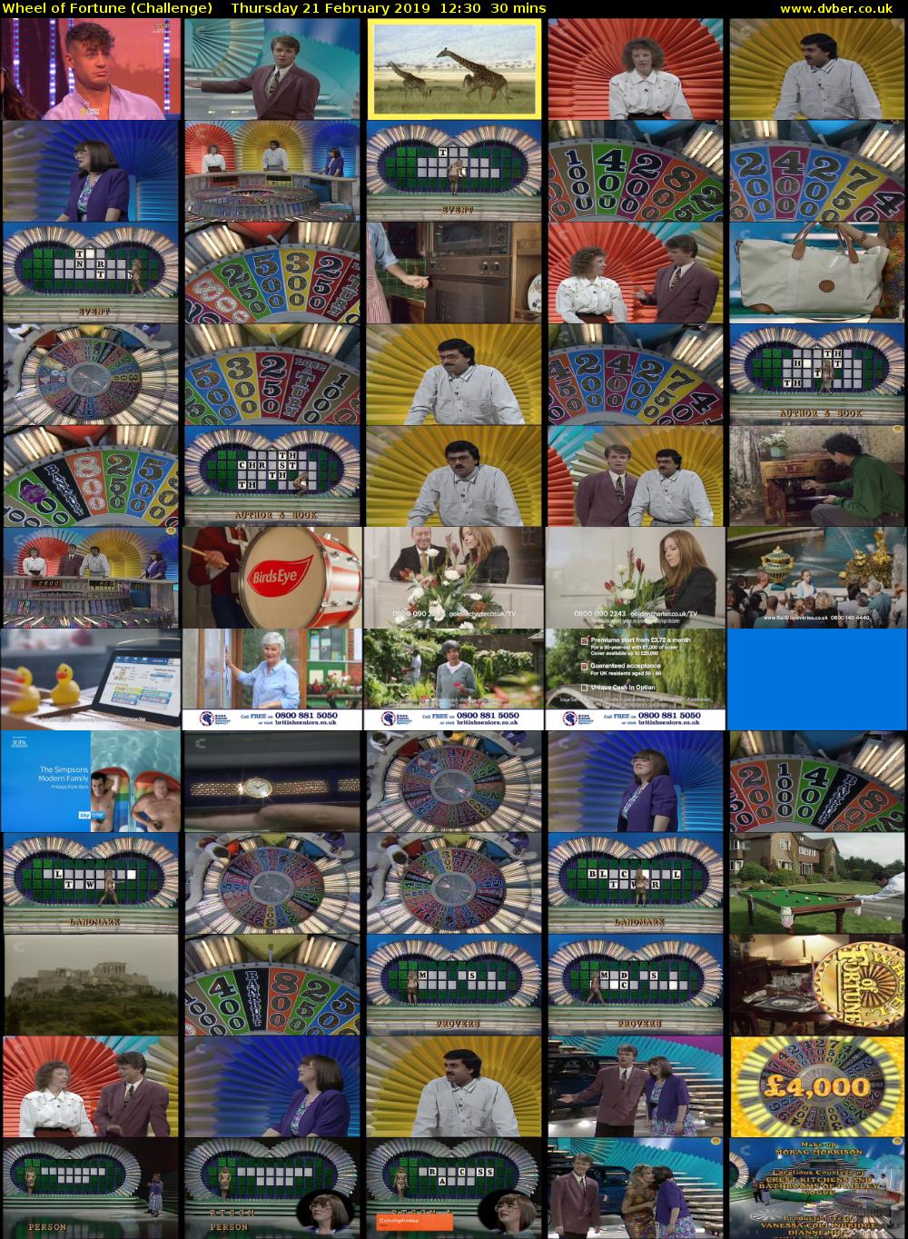 Wheel of Fortune (Challenge) Thursday 21 February 2019 12:30 - 13:00