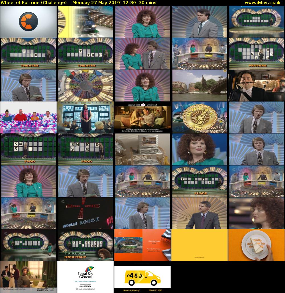 Wheel of Fortune (Challenge) Monday 27 May 2019 12:30 - 13:00