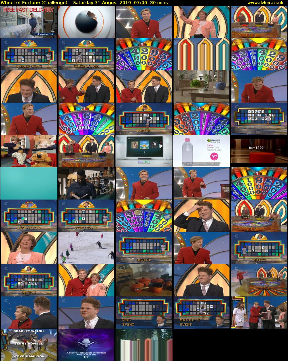 Wheel of Fortune (Challenge) Saturday 31 August 2019 07:00 - 07:30