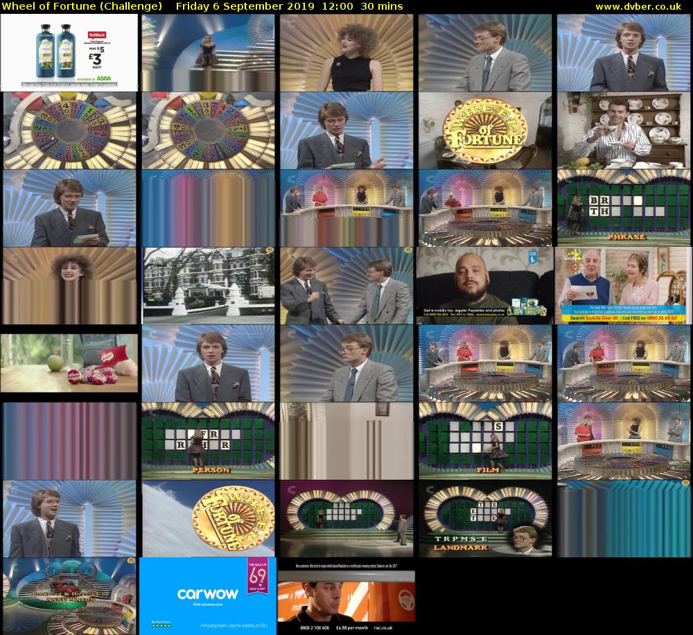 Wheel of Fortune (Challenge) Friday 6 September 2019 12:00 - 12:30